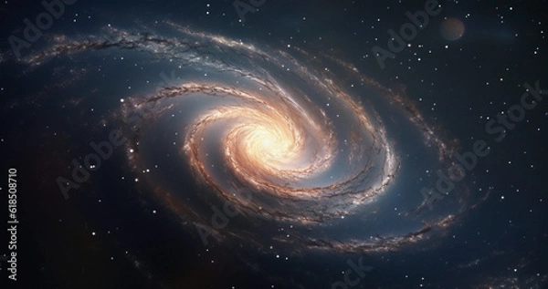Fototapeta Black hole, wormhole and universe space vortex in dark sky for astrology, solar system and science research. Ai generated, spiral and dimension tunnel of explosion, cosmic creation and big bang ring