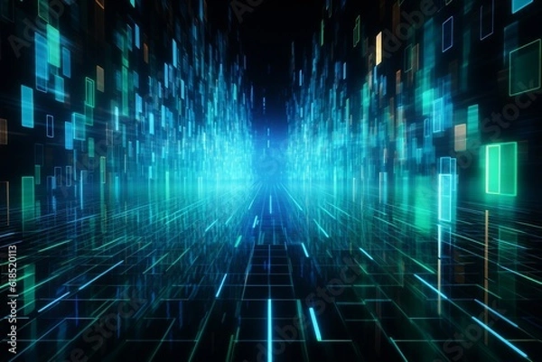 Obraz abstract technology background with glowing lines and dots, 3d render. Generative AI