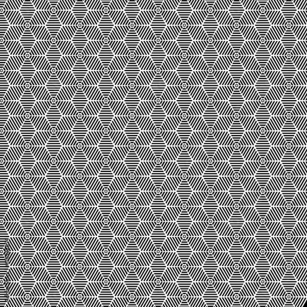 Fototapeta Vector modern sacred tattoo . Geometric seamless halftone pattern. Flower Of Life and abstract shapes made in Black and White.