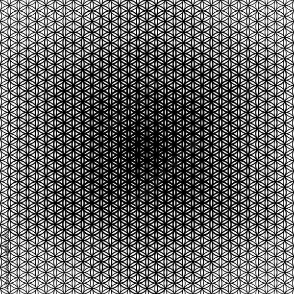 Fototapeta Vector modern sacred tattoo . Geometric seamless halftone pattern. Flower Of Life and abstract shapes made in Black and White.