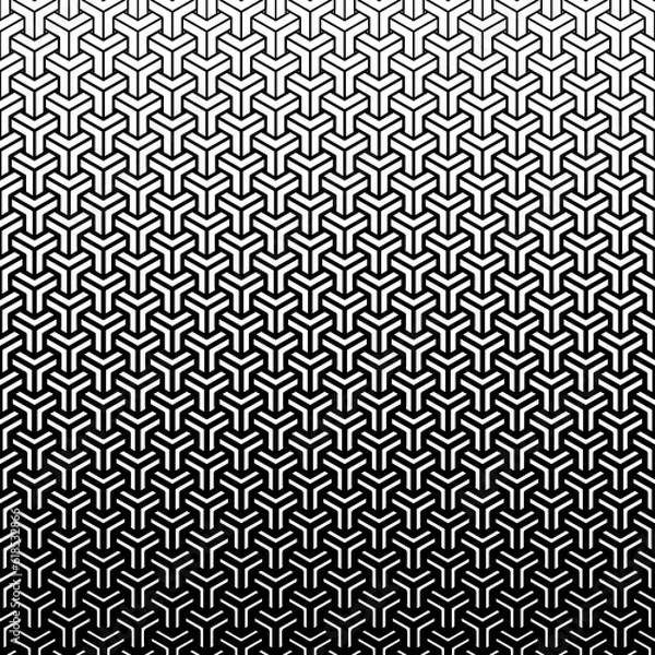 Fototapeta Vector modern sacred tattoo . Geometric seamless halftone pattern. Flower Of Life and abstract shapes made in Black and White.