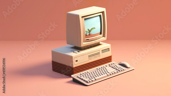 Fototapeta isometric desktop pc digital render ai gen