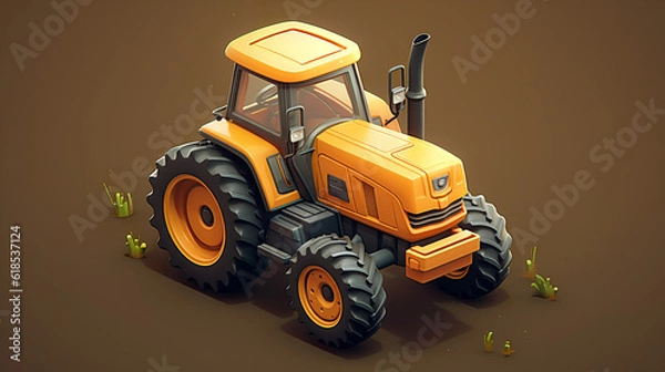Fototapeta farm tractor digital render 3d isometric ai gen