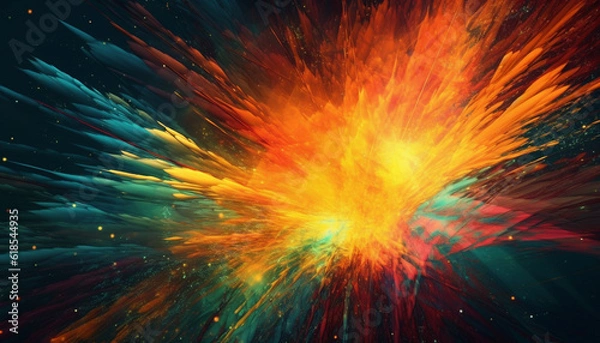 Obraz Glowing abstract fireball illuminates dark night sky generated by AI