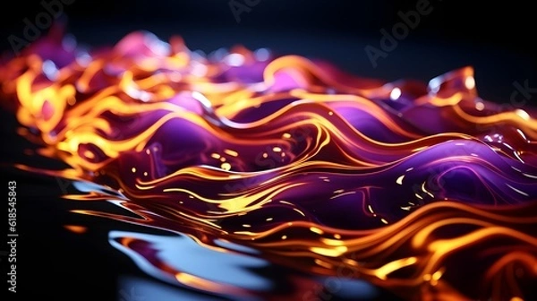 Fototapeta Fast-Burning Flame on Black Background