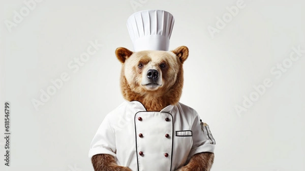 Obraz A bear wearing a chefs apron. Generative AI.