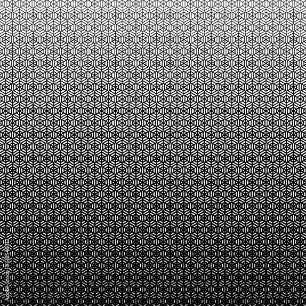 Fototapeta Vector modern sacred tattoo . Geometric seamless halftone pattern. Flower Of Life and abstract shapes made in Black and White.