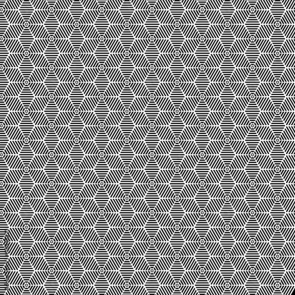 Fototapeta Vector modern sacred tattoo . Geometric seamless halftone pattern. Flower Of Life and abstract shapes made in Black and White.