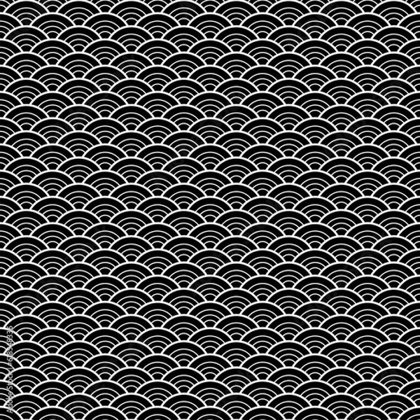 Fototapeta Vector modern sacred tattoo . Geometric seamless halftone pattern. Flower Of Life and abstract shapes made in Black and White.
