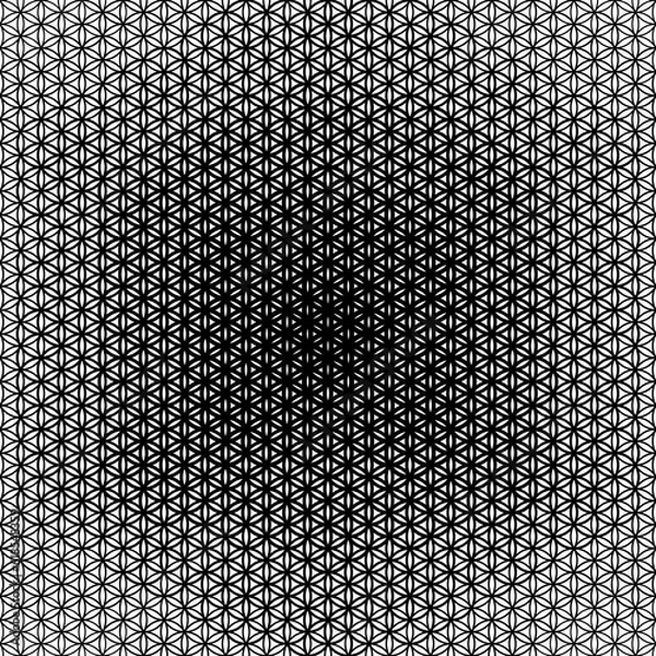 Fototapeta Vector modern sacred tattoo . Geometric seamless halftone pattern. Flower Of Life and abstract shapes made in Black and White.
