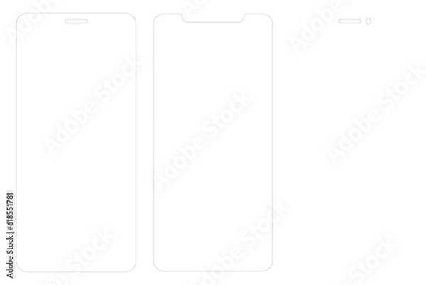 Fototapeta Set of protective glass for phone. Realistic reflection. Glass on transparent background. Png illustration.