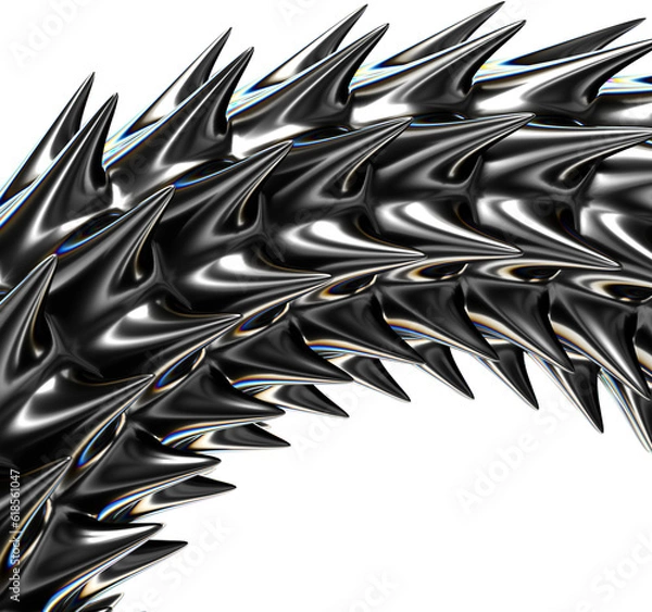 Obraz 3d Spikey Abstract  Ferrofluid Shapes on Transparent Background