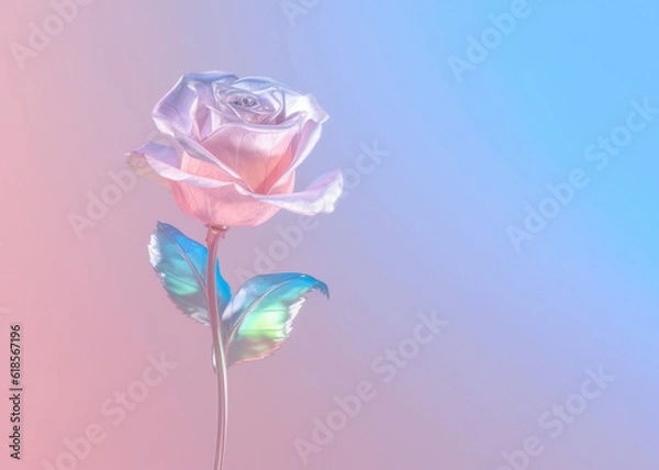 Obraz .A plastic rose made of neon-colored plastic in rainbow hues. Generative AI