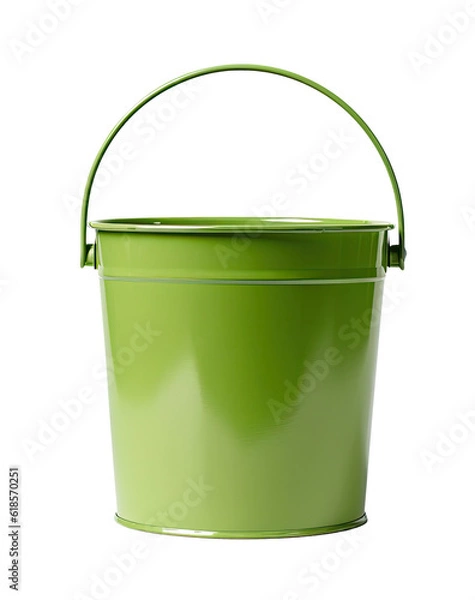 Fototapeta Green bucket isolated on transparent background