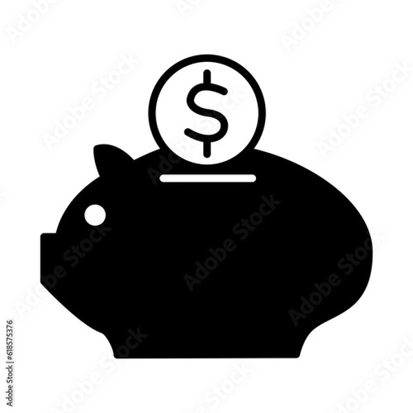 Fototapeta Solid Line piggy bank design vector icon design vector line icon svg