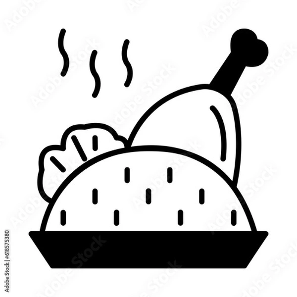 Fototapeta Solid Line RICE and MEAT design vector icon design vector line icon svg