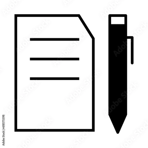 Fototapeta Solid Line paper and pen design vector icon design vector line icon svg