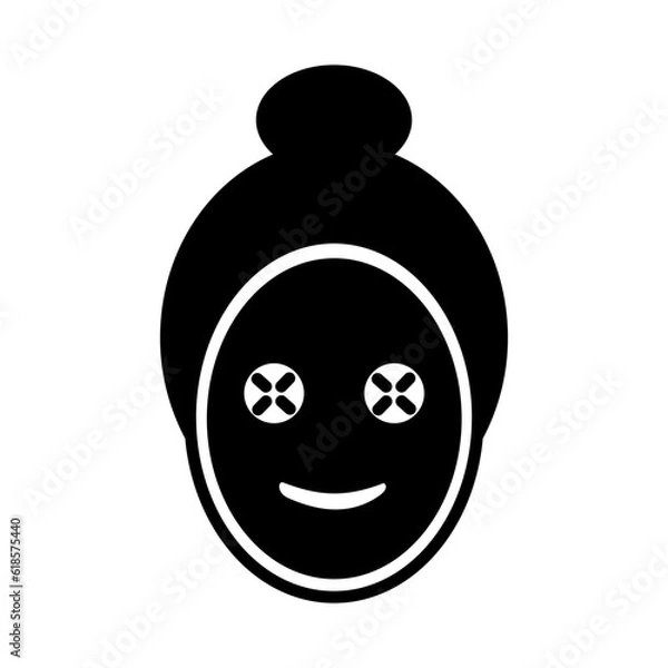Fototapeta Solid Line WOMAN USING FACE MASK design vector icon design vector line icon svg