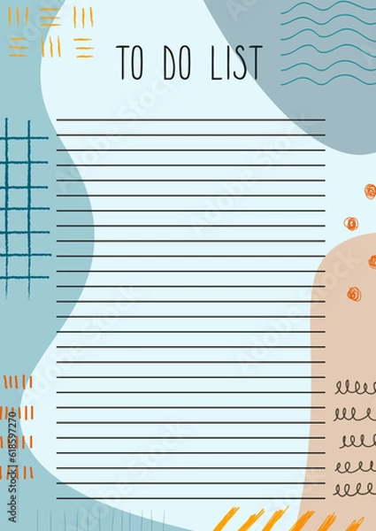 Obraz planners and to do list with home doodle decor illustrations. Template for agenda, schedule, planners, checklists, notebooks, cards and other stationery
