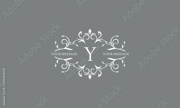 Fototapeta An elegant floral monogram design template for one or two letters, for example Y. Wedding monogram. Vector illustration of the logo.