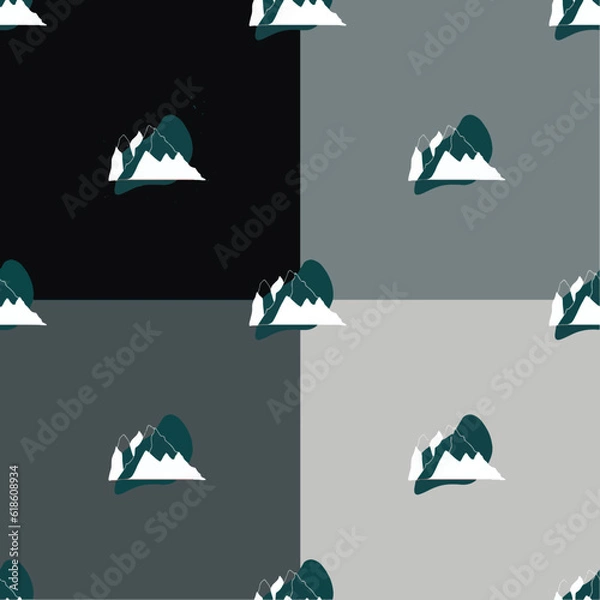 Obraz Set of patterns on a gray and black background with mountains