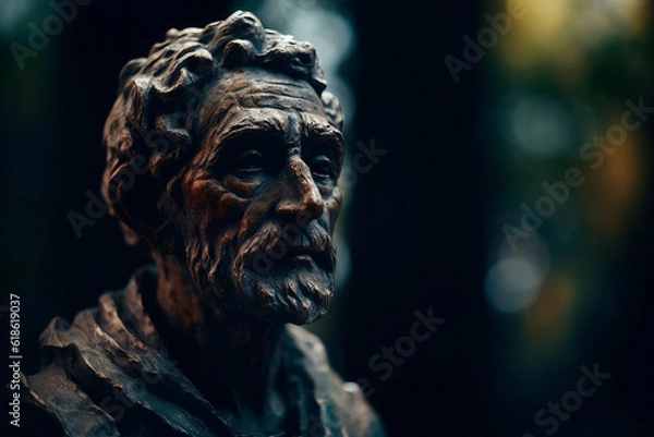 Fototapeta Bronze male bust. Generative AI