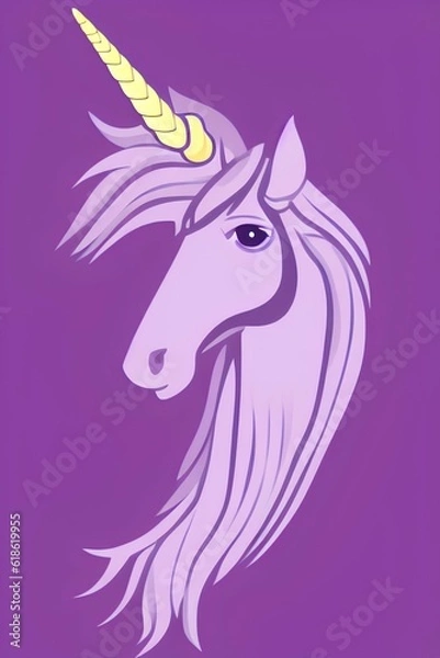 Fototapeta Cell shaded icon using a monochromatic purple colors, rendering the image of a Unicorn