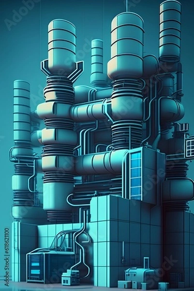 Fototapeta Blueprints of Future Industry A Futuristic, Self-Replicating Factory