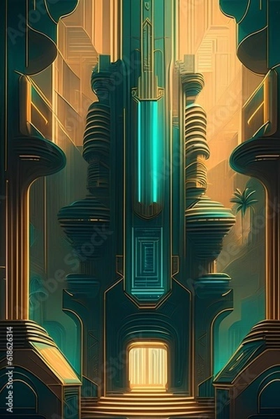 Fototapeta Deco Digitalia A Vision of Post-Scarcity Cybernetic Utopia