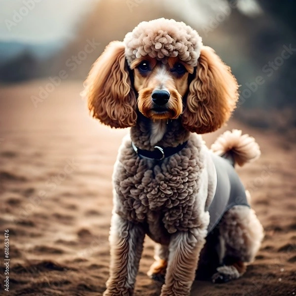 Obraz APoodle dog seting , nice backround .