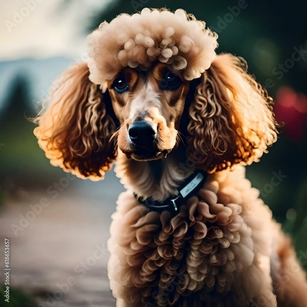 Obraz APoodle dog seting , nice backround .