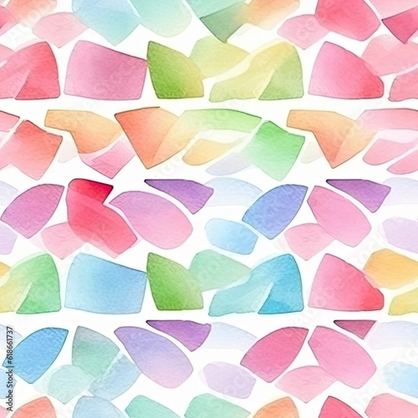 Fototapeta : Seamless pattern background with abstract watercolor textured strokes of paint for printing, packaging, textile. Aquarelle simple forms on white background. Bright light pastel colors