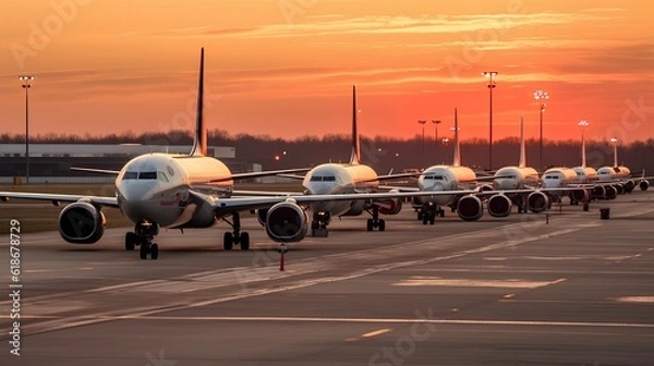 Obraz airplane landing at airport