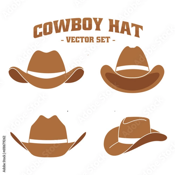 Obraz Vector set of wild cowboy hats. Perfect for wild west related content, design complements, logos, print, screen printing, and more.