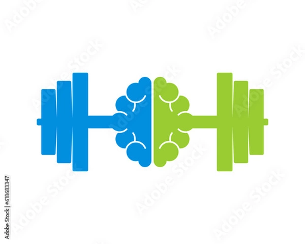 Obraz Barbell with brain in the middle