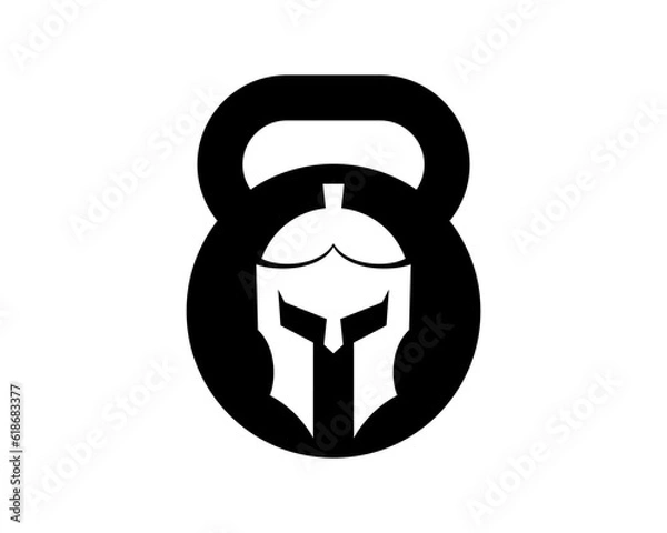 Fototapeta Dumbbell with spartan silhouette inside