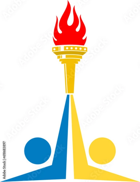 Obraz Two winning human with Olympic torch