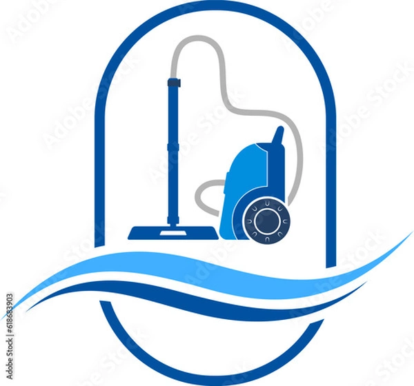 Fototapeta Ellipse shape with vacuum cleaner and wave