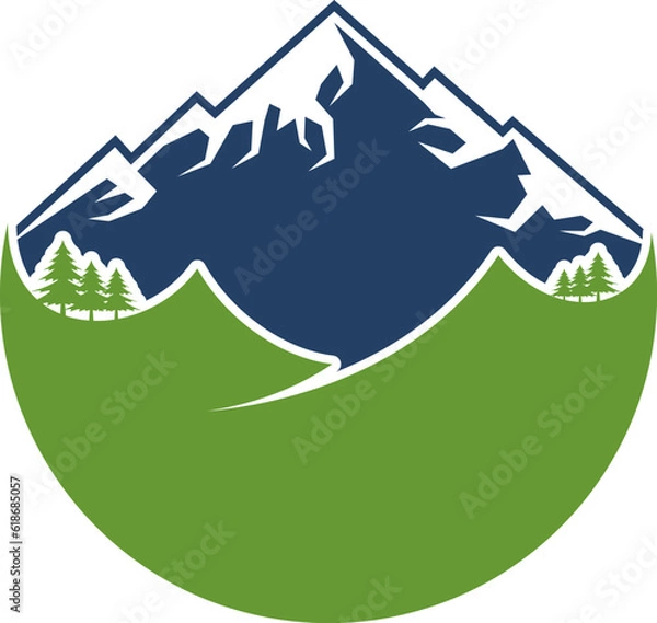 Obraz Circular shape with mountain landscape