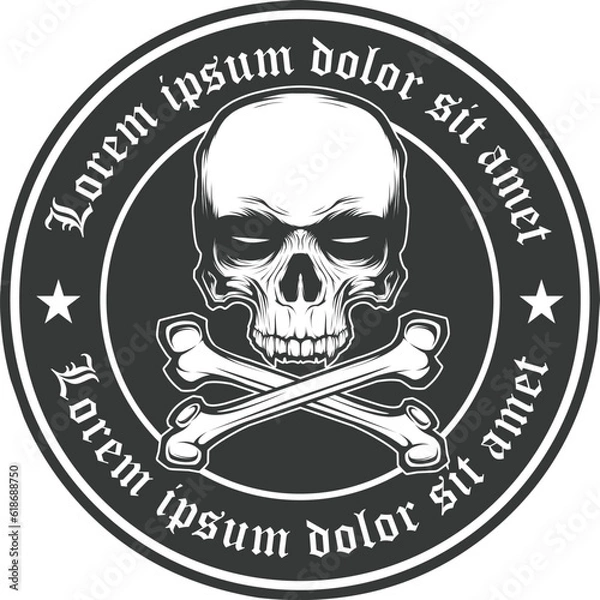 Fototapeta skull and crossbones emblem logo vector illustration