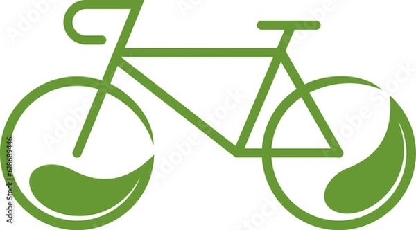 Fototapeta Green bicycle with leaf wheels