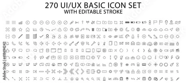 Obraz User Interface icons. Basic ui ux icon set. Set icon of user interface. Vector illustration. editable stroke.