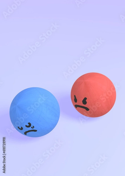 Obraz 悲しむ青を怒る赤のウッドボール