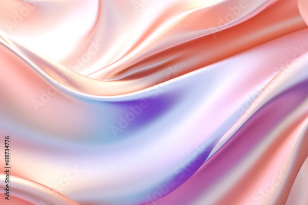 Fototapeta Smooth and Soft pastel rainbow Satin Silk Background. Generative AI.