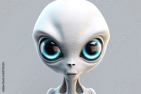 Obraz White humanoid alien. Generative AI