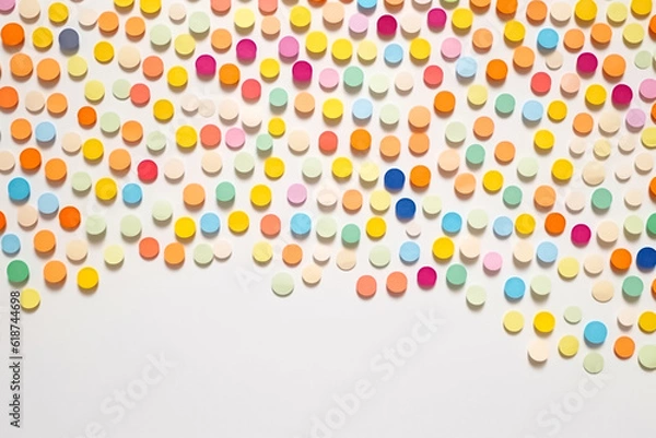 Fototapeta Circle shape of colorful papers for Background texture. Minimal geometric shapes background in pastel pink, blue, white, purple, orange, yellow and green colors. Generative AI.
