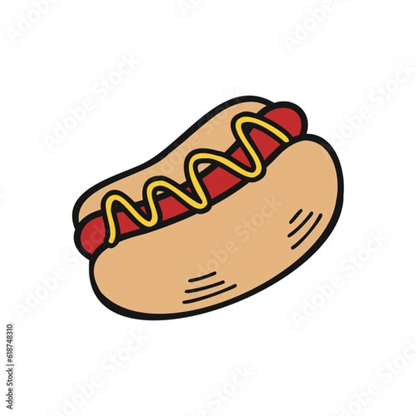 Fototapeta isolate hand draw hot dog vector