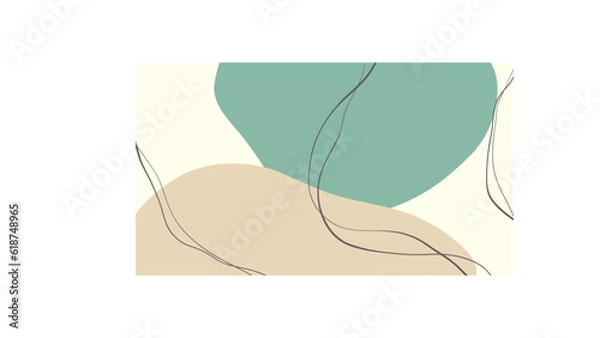 Fototapeta Abstract vector pastel turquoise and pink chaotic spots with lines.
