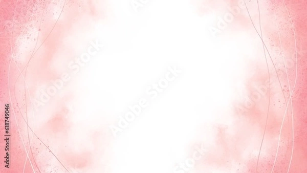 Fototapeta Drawn watercolor decorative pink background with chaotic spatter spots and white lines.