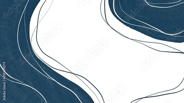 Fototapeta Abstract drawn blue and white waves with chaotic spots and lines.